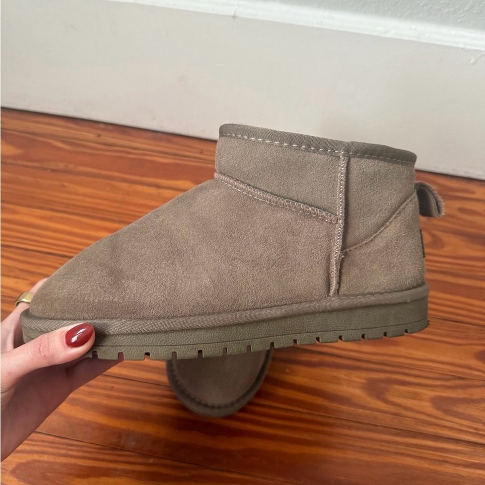 Cozy Taupe Suede Ankle Booties